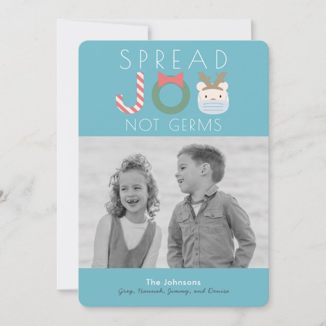 Spread JOY Polar Bear Mask Blue Julfoto Julkort (Framsida)