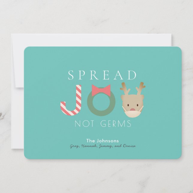 Spread JOY Reindeer Mask Blue Jul Julkort (Framsida)