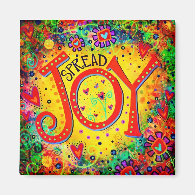 Spread Joy Roligt Cheerful Upliiting Trendig Cute Magnet (Framsidan)