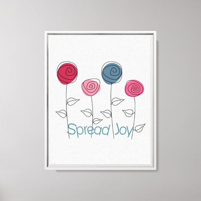 Spread Joy Rosa Blåa blommor Canvastryck (Framsida)