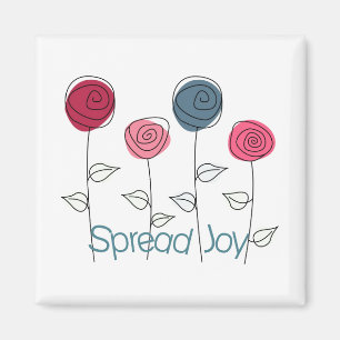 Spread Joy Rosa Blåa blommor Magnet