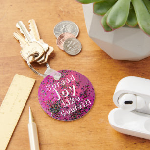 Spread Joy som Konfetti-Magenta Nyckelring