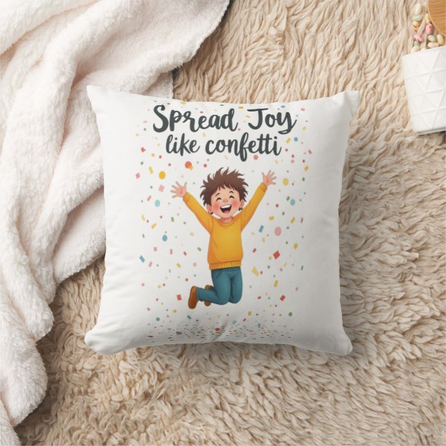 Spread Joy som Konfetti Vibrant Positivitetsdesign Kudde (Filt)