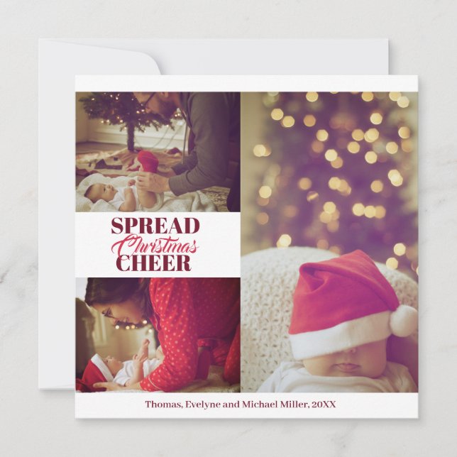 Spread jul Cheer Burgundy Red Photo Card Julkort (Framsida)
