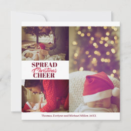 Spread jul Cheer Burgundy Red Photo Card Julkort