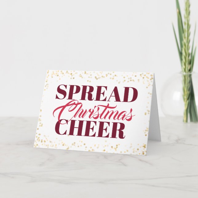 Spread jul Cheer Burgundy Red Script Kort (Framsida)