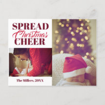 Spread jul Cheer Vin Red Helgdag Photo Card