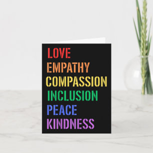 Spread Kärlek Empathy Compion Peace Kindness Inclu Kort