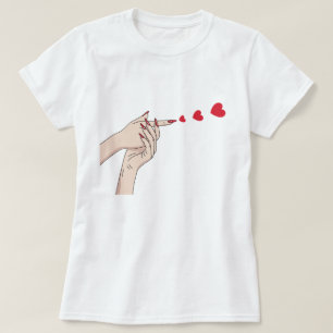 Spread Kärlek, Finger Heart Gun Line Art T Shirt