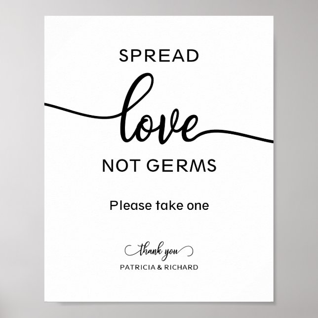 Spread Kärlek inte Germs Hand Sanitizer-favoritsig Poster (Framsidan)