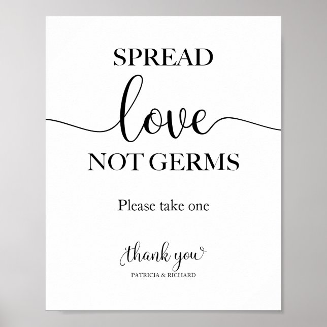 Spread Kärlek inte Germs Hand Sanitizer-favoritsig Poster (Framsidan)