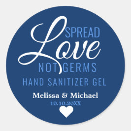 Spread Kärlek inte Germs Sanitizer Blue Wedding Fa Runt Klistermärke