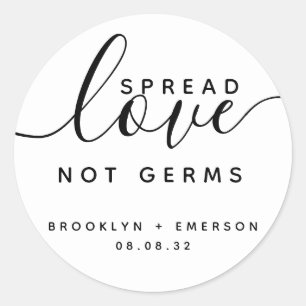Spread Kärlek Not Germs Bröllop Hand Sanitizer Runt Klistermärke