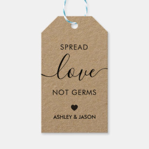 Spread Kärlek Not Germs Favor Tag, Kraft Bröllop Presentetikett