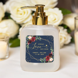 Spread Kärlek Not Germs Guld Burgundy Navy Blommig Fyrkantigt Klistermärke