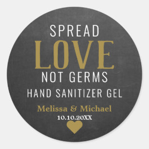 Spread Kärlek Not Germs Sanitizer Bröllop Runt Klistermärke