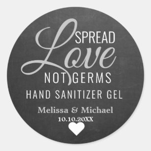 Spread Kärlek Not Germs Sanitizer Bröllop Runt Klistermärke