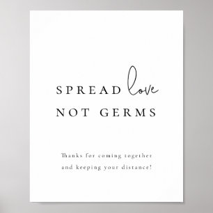 Spread Kärlek Not Germs Sanitizer Station Bröllop  Poster