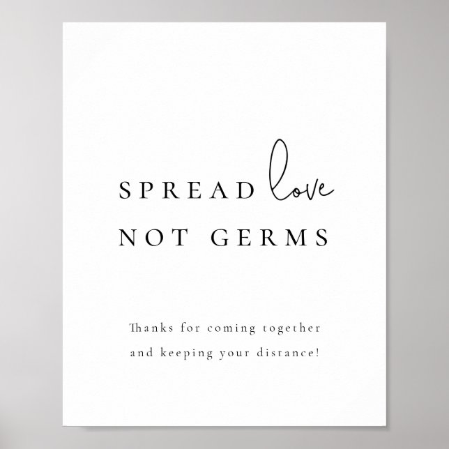 Spread Kärlek Not Germs Sanitizer Station Bröllop  Poster (Framsidan)