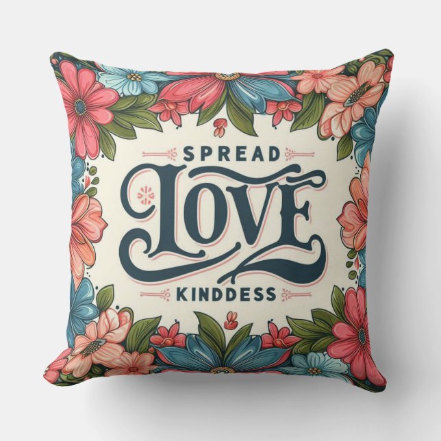 Spread Kärlek och Kindness Dekorativ kudde (Framsida)