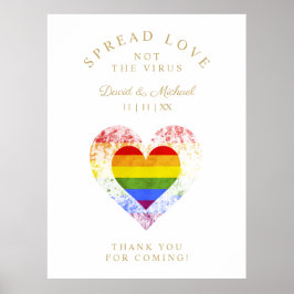 Spread Kärlek Pride Rainbow Heart LGBT Bröllop Poster