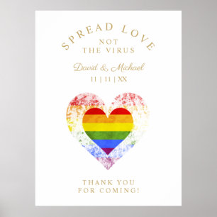 Spread Kärlek Pride Rainbow Heart LGBT Bröllop Poster