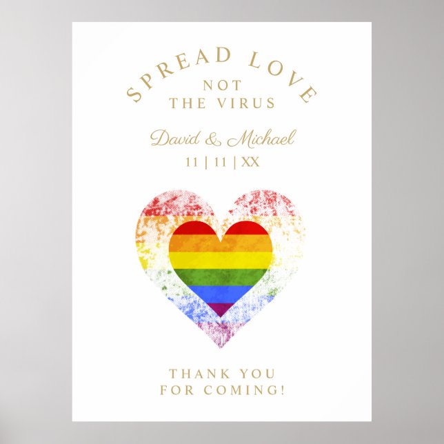 Spread Kärlek Pride Rainbow Heart LGBT Bröllop Poster (Framsidan)