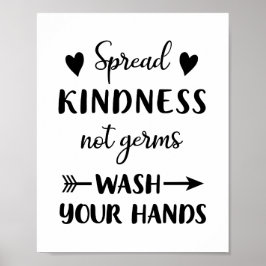 Spread Kindness Not Germs Tvättar Händer Bathroom Poster