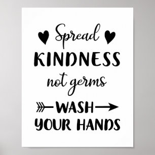 Spread Kindness Not Germs Tvättar Händer Bathroom Poster
