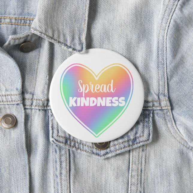 Spread Kindness Pastel Rainbow Heart Button Knapp (In Situ)