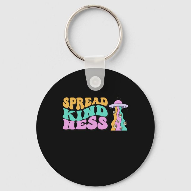 Spread Kindness Pastel Ufo Rainbow Sticker Nyckelring (Framsida)
