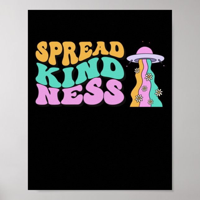Spread Kindness Pastel Ufo Rainbow Sticker Poster (Framsidan)