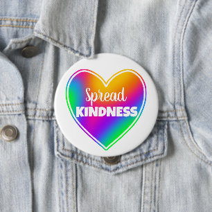 Spread Kindness Rainbow Heart Button Knapp