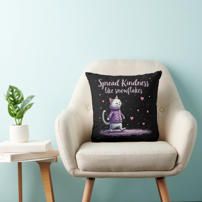 Spread Kindness som Snöflingor Mysiga vinter Vibes Kudde (Stol)
