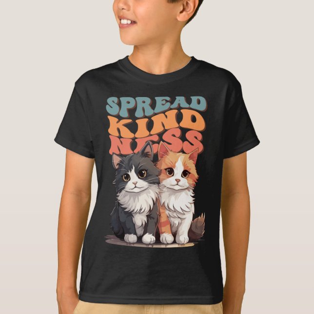 Spread Kindness - tilltalande Cat Duo Design-etike T Shirt (Framsida)