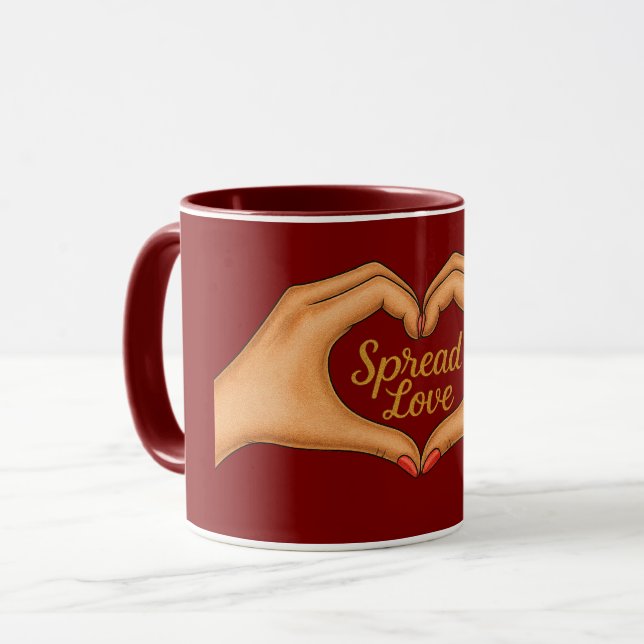 Spread Love Heart Hands Gold Combo Mug Mugg (Framsida vänster)