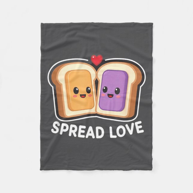 Spread Love Peanut Butter And Jelly Valentine Desi Fleecefilt (Framsidan)