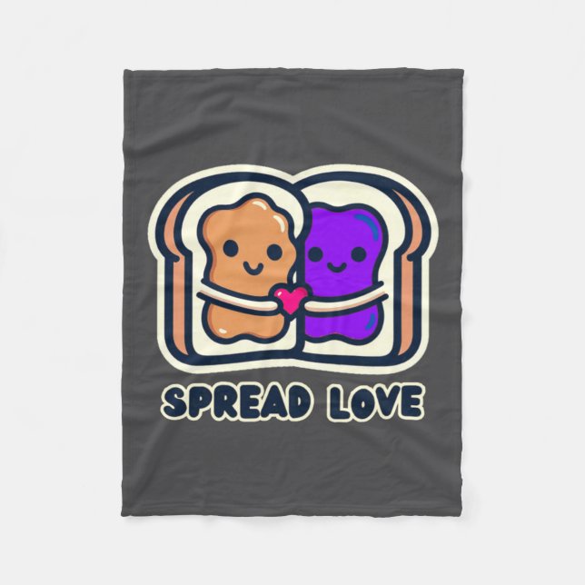 Spread Love Peanut Butter And Jelly Valentine Desi Fleecefilt (Framsidan)