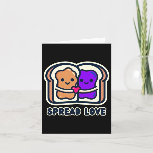 Spread Love Peanut Butter And Jelly Valentine Desi Kort (Framsida)
