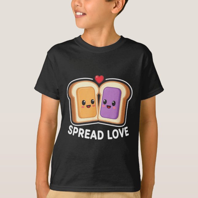 Spread Love Peanut Butter And Jelly Valentine Desi T Shirt (Framsida)