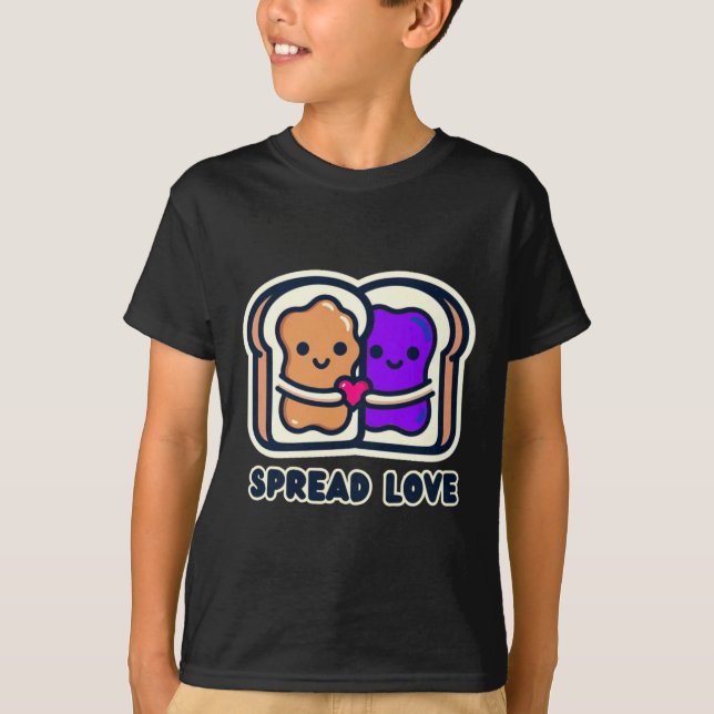 Spread Love Peanut Butter And Jelly Valentine Desi T Shirt (Framsida)