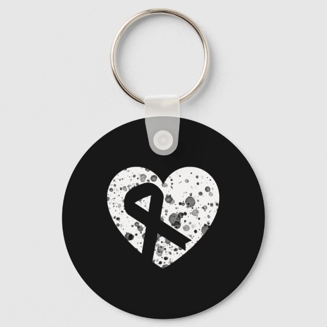 Spread Love With Graphic Heart And Ribbon Cancer  Nyckelring (Framsida)