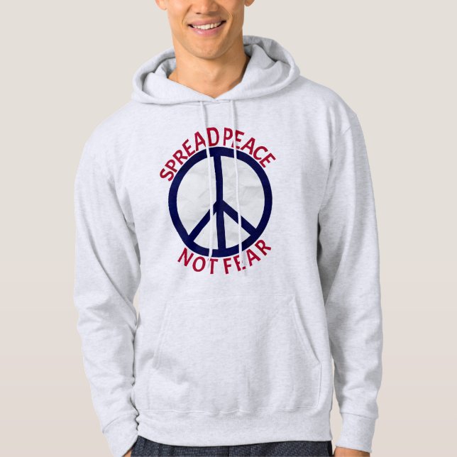 Spread Peace not Fear Symbol Blue Red Manar Hoodie (Framsida)