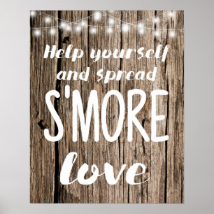 Spread S'mores Kärlek Bröllop Sign String ljus Poster