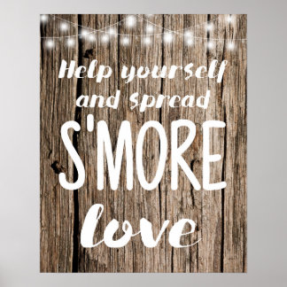 Spread S'mores Kärlek Bröllop Sign String ljus Poster