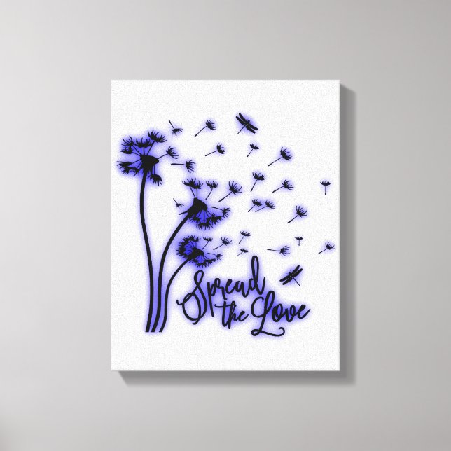 Spread The Love Dandelions and Dragonflies Canvastryck (Framsida)