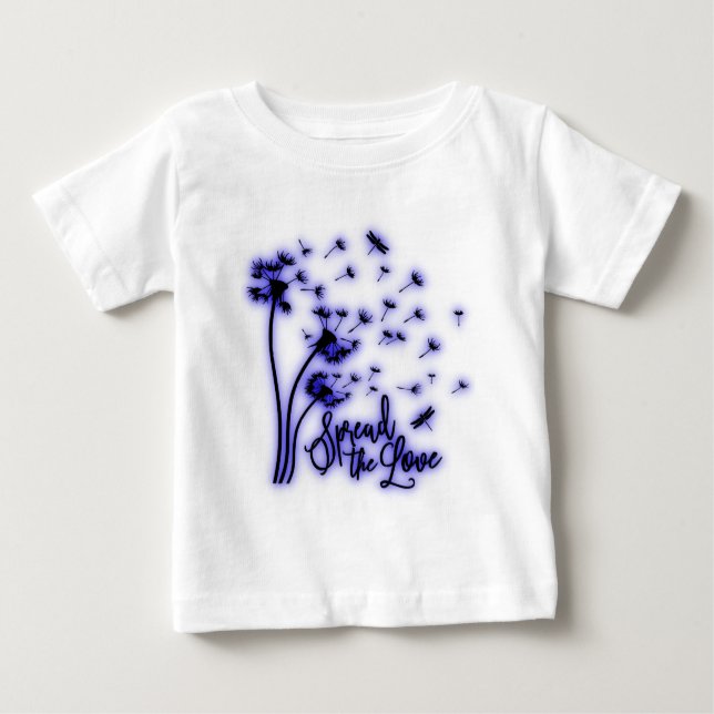 Spread The Love Dandelions and Dragonflies T Shirt (Framsida)