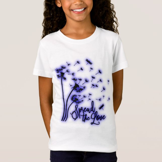 Spread The Love Dandelions and Dragonflies T Shirt (Framsida)