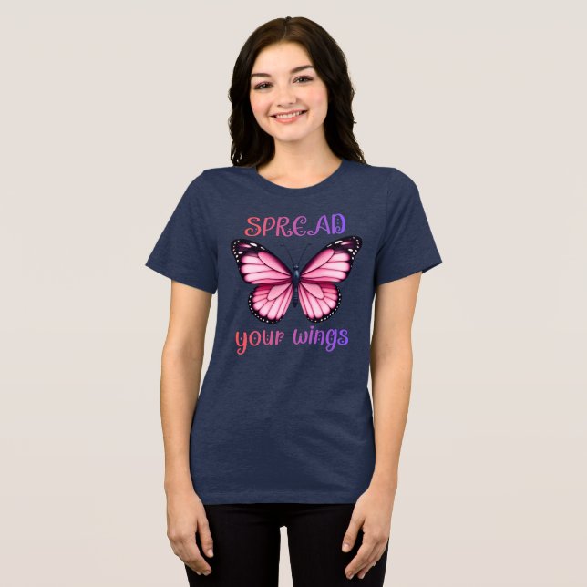 Spread Your Wings – Inspirational Butterfly  T Shirt (Framsida Full)