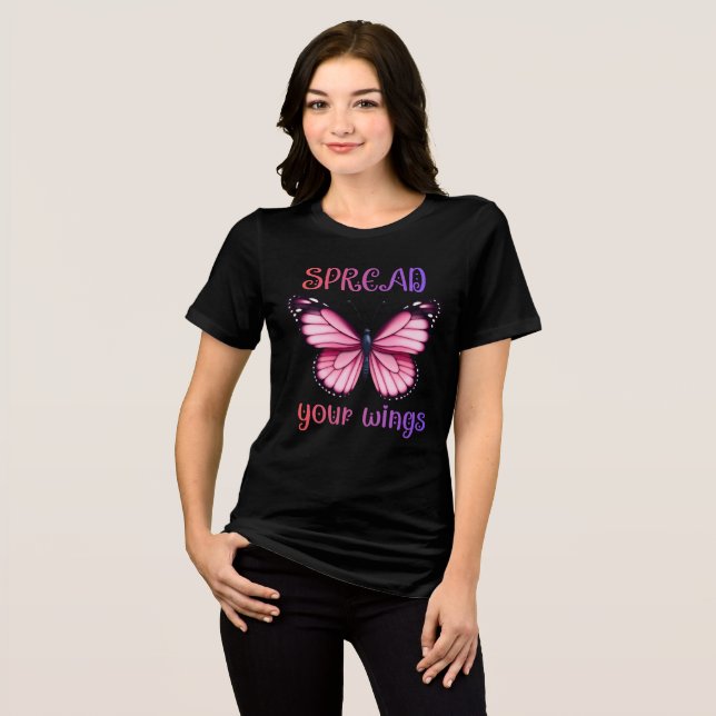 Spread Your Wings – Inspirational Butterfly  T Shirt (Framsida Full)